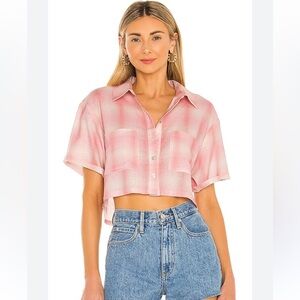 Lovers and friends pink plaid Alona top